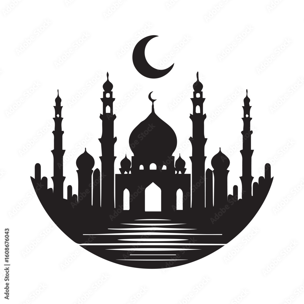 Fototapeta premium minimal A beautiful mosque design for Islamic culture white background
