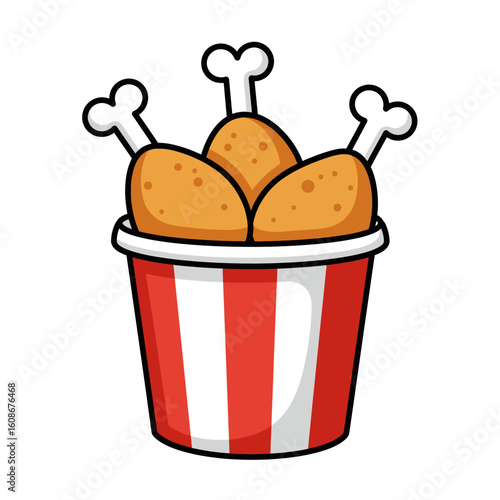 Delicious cartoon fried chicken bucket perfect for fast food restaurant promotions or menu designs