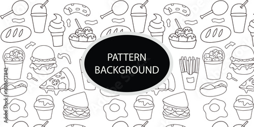 Handrawn fast food pattern background. Trendy scandinavian vector background. Perfect for kids apparel,fabric, textile, nursery, decoration wrapping paper