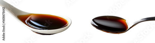 a spoonful of soy sauce isolated on a transparent background copy