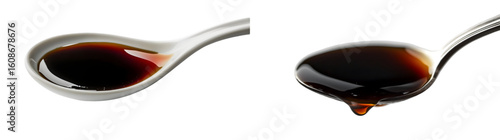 a spoonful of soy sauce isolated on a transparent background