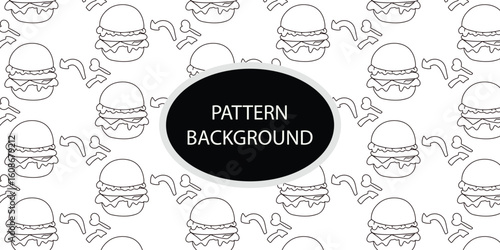 Handrawn fast food pattern background. Trendy scandinavian vector background. Perfect for kids apparel,fabric, textile, nursery, decoration wrapping paper