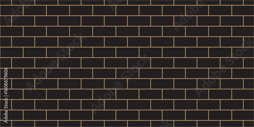 Abstract bathroom wall and floor brick wall texture background. black brick vector illustration texture of the wall with masonry Bricks laid in rows background.