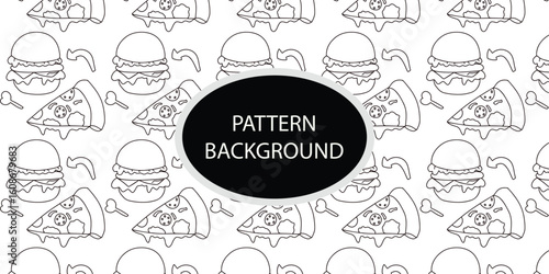 Handrawn fast food pattern background. Trendy scandinavian vector background. Perfect for kids apparel,fabric, textile, nursery, decoration wrapping paper
