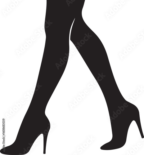 Woman legs wearing black high heel shoes with halftone dotted texture and vintage minimalist design element. heel shoes wearing high heel silhouette illustration 