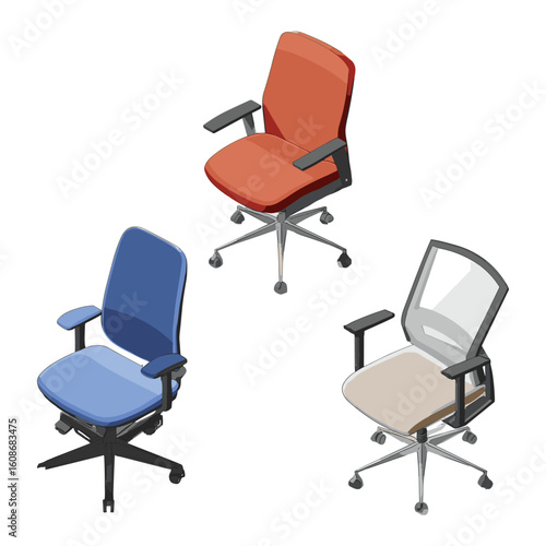set of colorful office swivel chairs