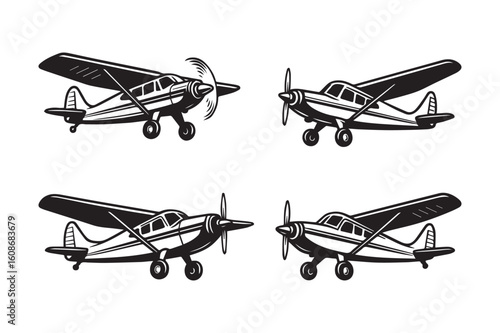 Retro Airplane Silhouette Vector Collection