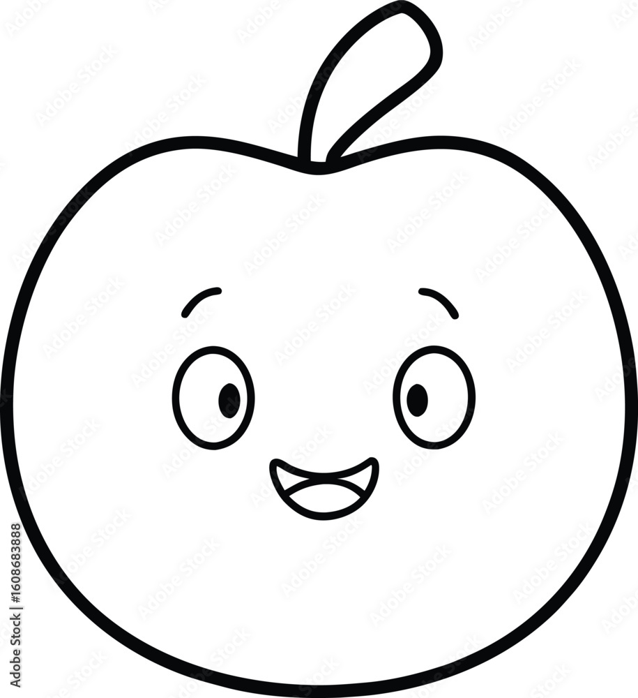 Obraz premium cartoon vector kawaii ugli fruit line art on whi.eps