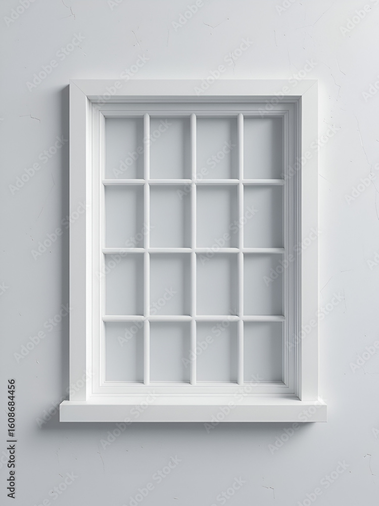 Fototapeta premium 3d illustration of square grid white window frame.