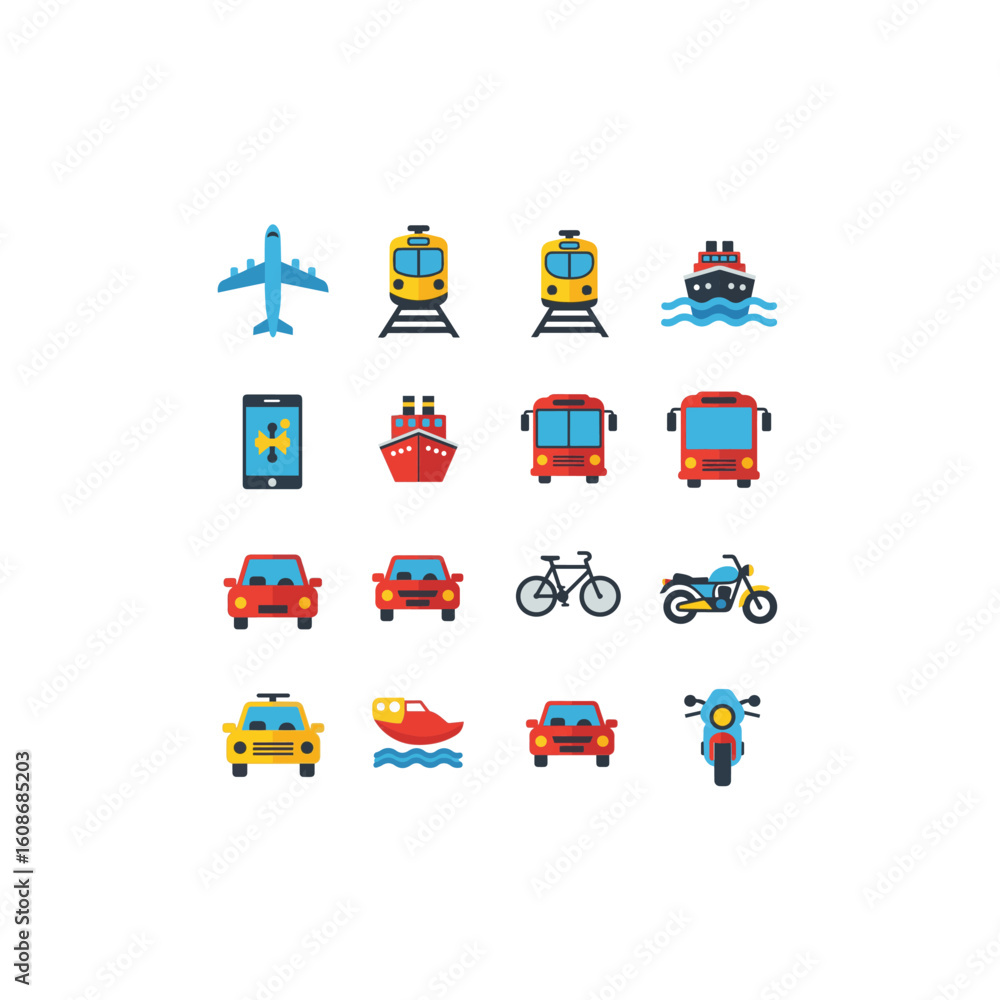 Travel Transport Icons Set vector. Travel Transport Icons Set vector.