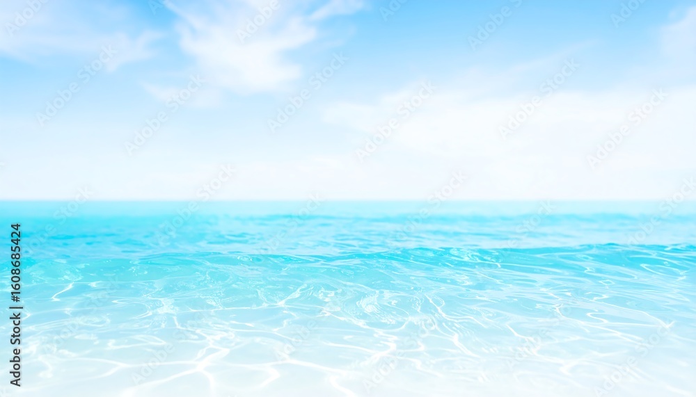 Obraz premium Tranquil ocean scene with a bright blue sky and gently rippling turquoise water