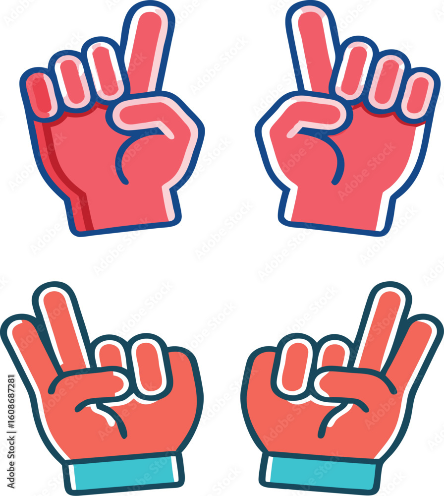 Fototapeta premium set of hand gestures. Hand Gesture Vector Illustration – Various Human Hand Signs in Silhouette or Outline for Communication, Symbolism, UI Icons, Body Language, or Cultural Expression
