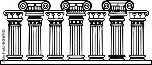 Pillars Vector Illustration – Classic Architectural Columns, Ancient or Modern Pillars for Construction, Support, Heritage, Monuments, or Historical Design Projects