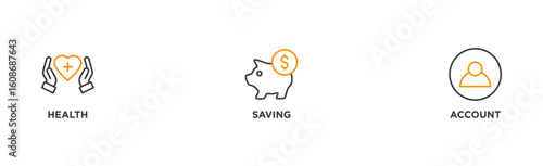HSA banner web icon illustration concept for health saving account with icon of healthcare, growth, id card, and accounting