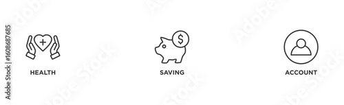 HSA banner web icon illustration concept for health saving account with icon of healthcare, growth, id card, and accounting