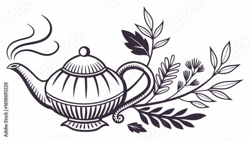 teapot with tea and flowers