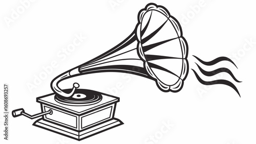 vintage gramophone isolated on white background
