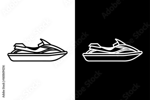 Simple Jet Ski Icon. Line Art Illustration of Water Travel Vehicle
