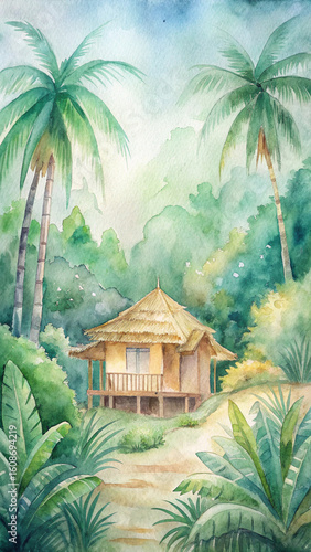 tropical hut in the jungle