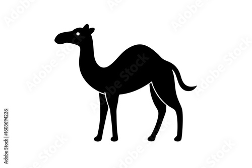 Black camel silhouette on white background animal