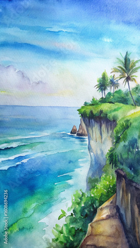 tropical beach with palm trees