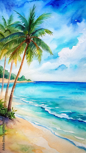 tropical beach with palm trees