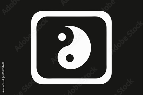 White Yin Yang Symbol Inside White Square taijitu balance