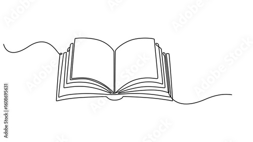 book animation continuous one line drawing, Self drawing simple animation of opened book with coffee in continuous one line art style. Education, relaxation or slow living concept. 4K animated video