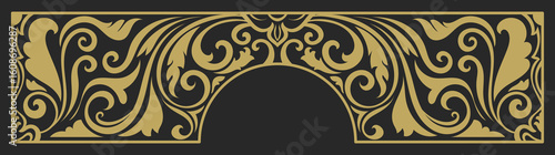 Decorative door frame with gold wood pattern, carved edge