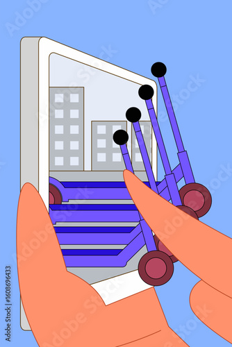 A person browsing and selecting scooters for rent using a mobile application.