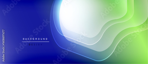 Abstract fluid shapes blend blue, green, white. Dynamic layers create modern background design. Smooth gradients offer visual interest.