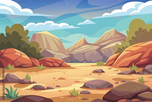 Vibrant desert canyon landscape with rocky formations