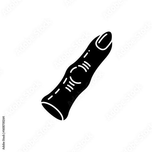Illustration of a severed finger in black and white silhouette