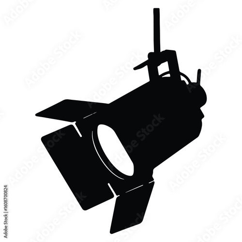 Silhouette of a stage spotlight isolated on white background for theatrical designs