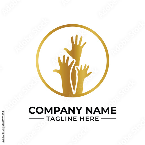 Golden Hands Reach for Hope an Emblem of Unity and Support Within a Circular Design