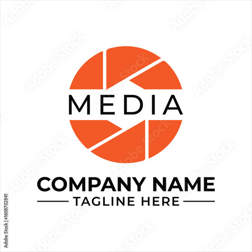 Creative Media Production Logo Design Aperture Shape and Bold Typography Ideal for Film and Photography Industries Brand Identity