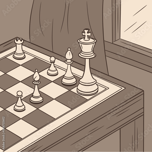 chess board and chess pieces