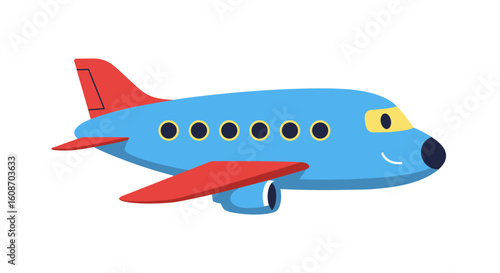 Wallpaper Mural Cartoon Airplane with Red Wings and Tail Blue Body and Yellow Windows. Torontodigital.ca