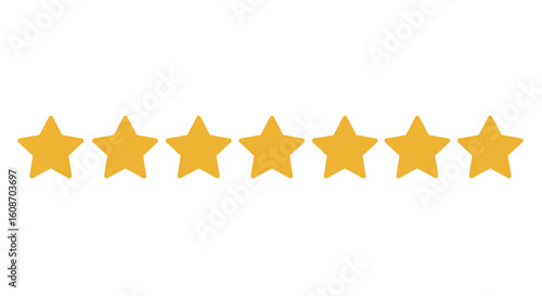 Seven Golden Stars Arranged in a Row Symbolizing a High Rating or Quality.