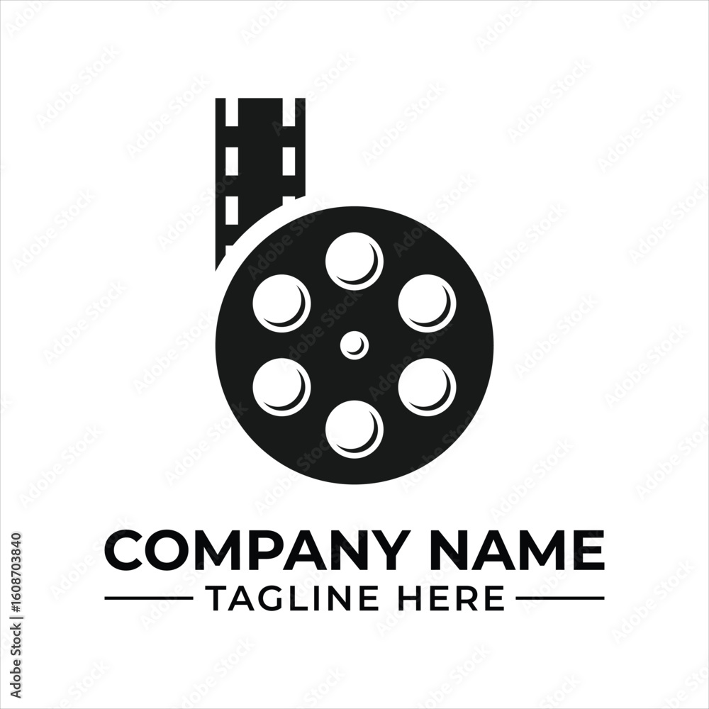 Retro Cinema Film Reel Logo Design for Creative Entertainment Company or Movie Industry Productions and Streaming Service Retro Cinema Film Reel Logo Design for Creative Entertainment Company or Movie Industry Productions and Streaming Service