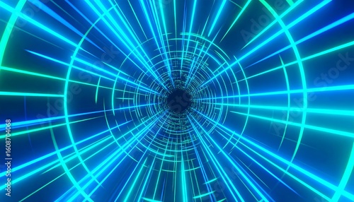 Fototapeta Naklejka Na Ścianę i Meble -  Abstract neon tunnel effect