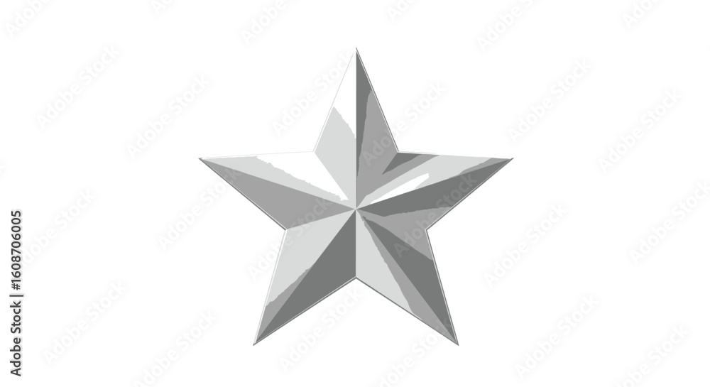 Obraz premium Metallic Silver Star with Angular Design and Reflective Surface.