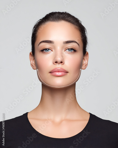 female face jawline contour beauty closeup