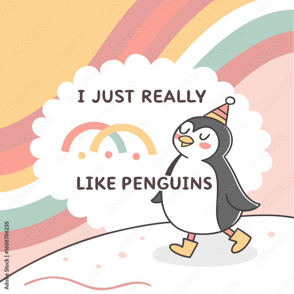 Fototapeta premium penguin on a cloud