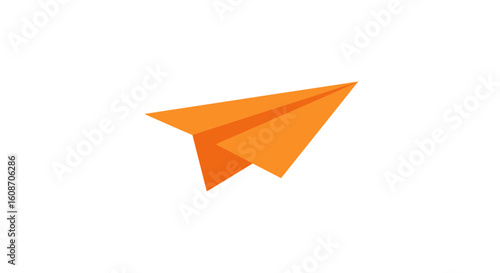 Vibrant Orange Paper Airplane Icon with Sharp Angles and Clean Design.