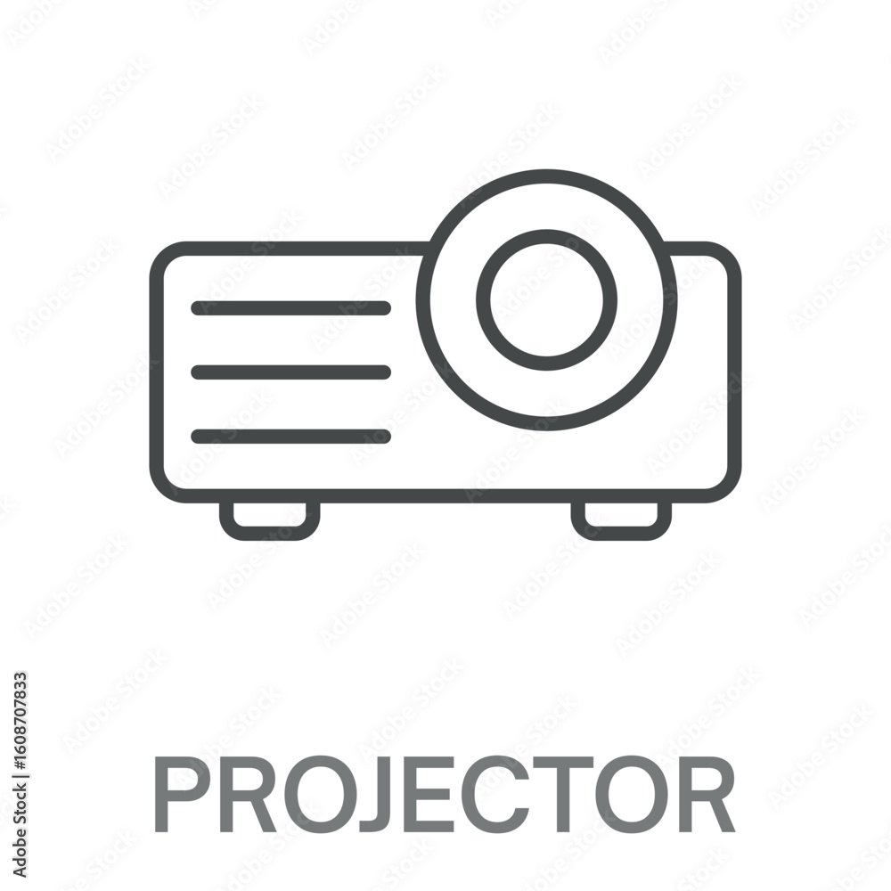 Projector Line Icon, Simple Style Design Outline Symbol Illustration For Logos And More Projector Line Icon, Simple Style Design Outline Symbol Illustration For Logos And More