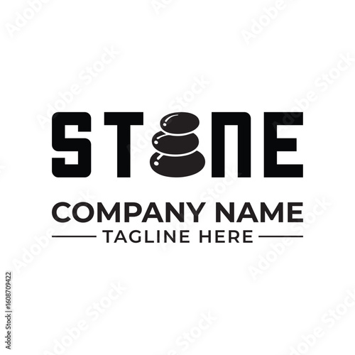 Serene Stone Logo Design Stacked Rocks Visual Harmony Professional Branding Spa Aesthetics Wellness Centeredness Brand Identity Smooth Stones
