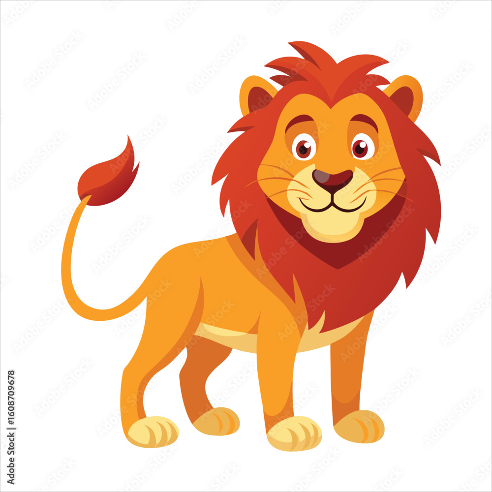 Obraz premium Smiling Lion with Tail Vector Art