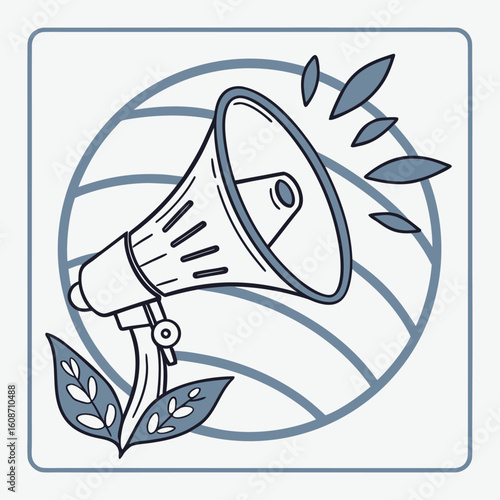 Vector illustration of a fish and abstract bird with icons and design elements