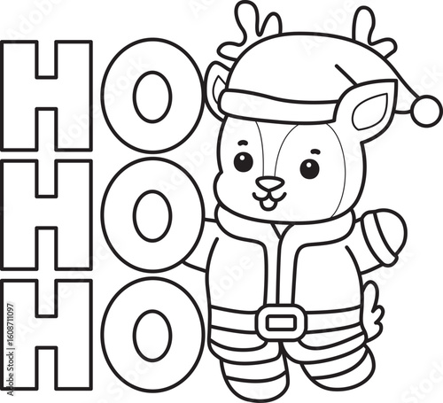 Cute Deer icon. Funny baby Deer animal series stock illustration. Life of fluffy Deer designs. Coloring pages of cute deer icon.
